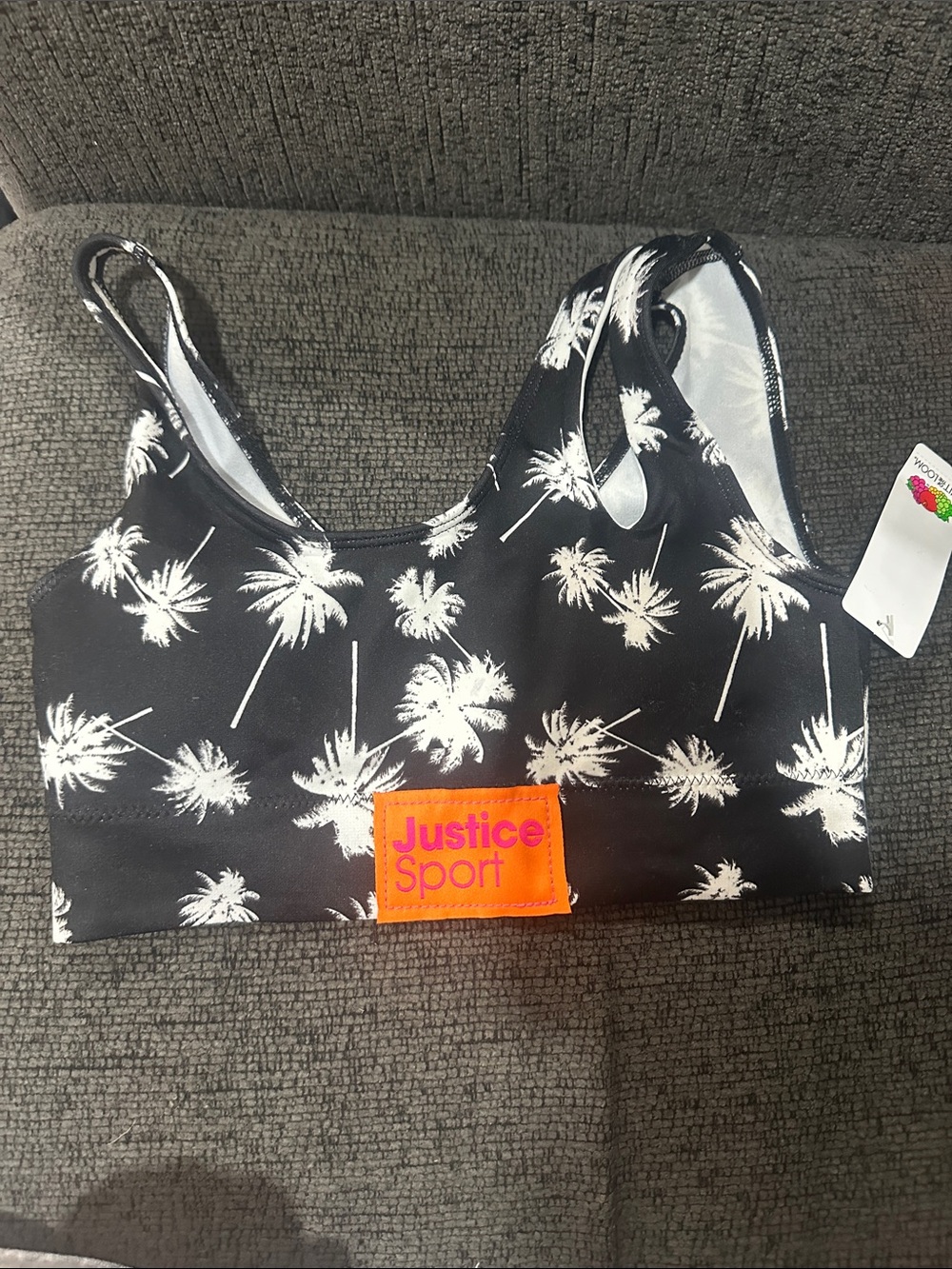 Justice Sport Black Palm Print Sports Bra - teen sports bra